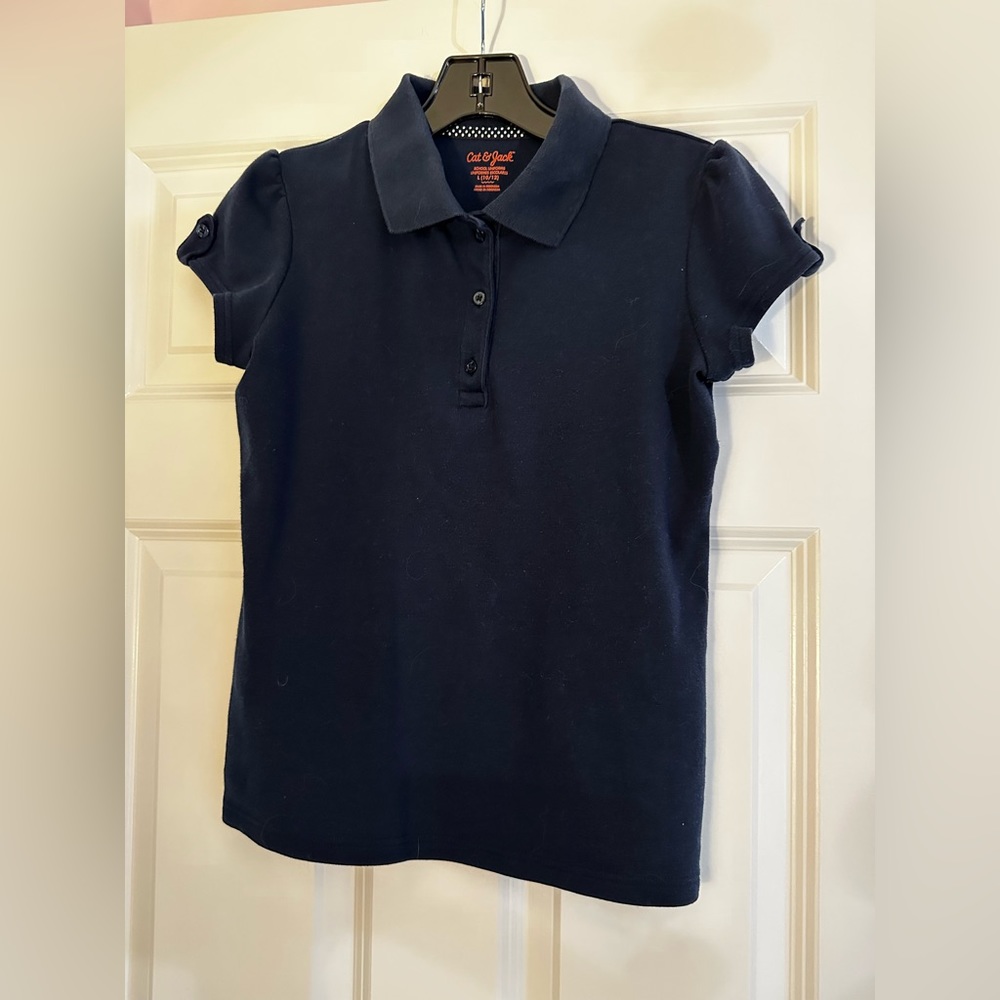 Girls Cat and Jack navy blue collared shirt